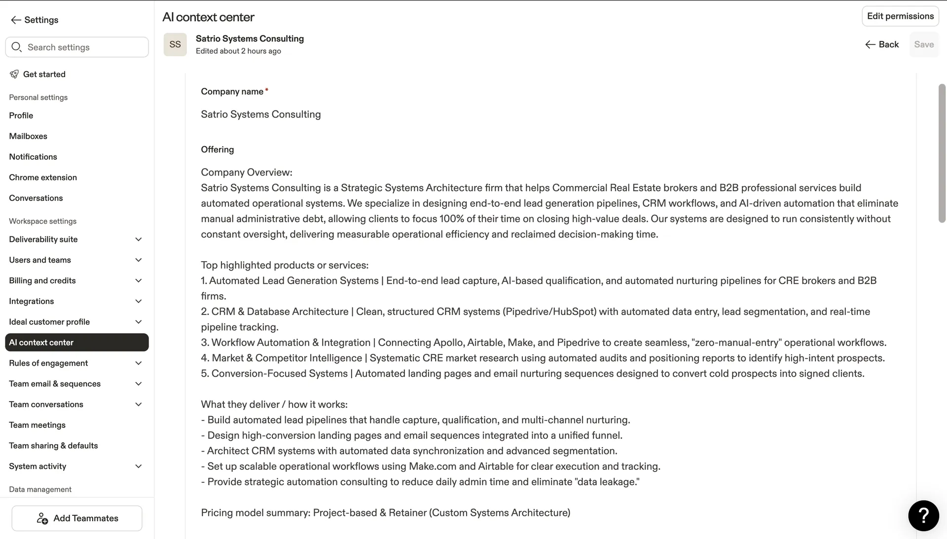 Apollo AI Context Center — Satrio Systems Consulting